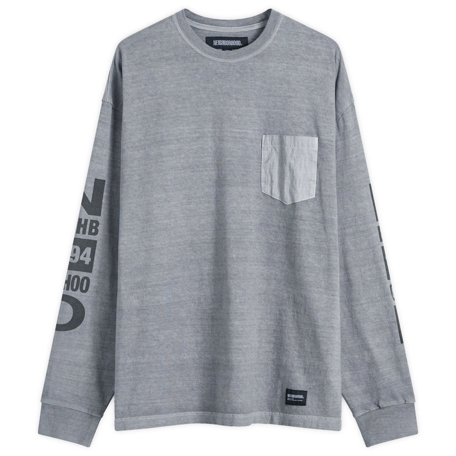 T-shirt Neighborhood Long Sleeve T-Shirt Grey, Size Large Grå | 242UNNH-CSM03-GRY, 0