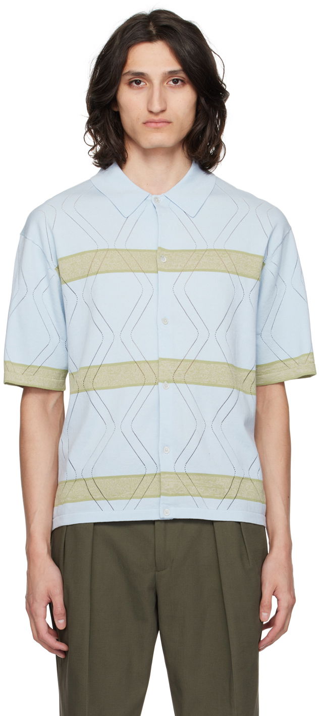 Skjorte Paul Smith Paul Smith Striped Knit Polo Shirt Blå | M1R-629Y-M02314-40, 0