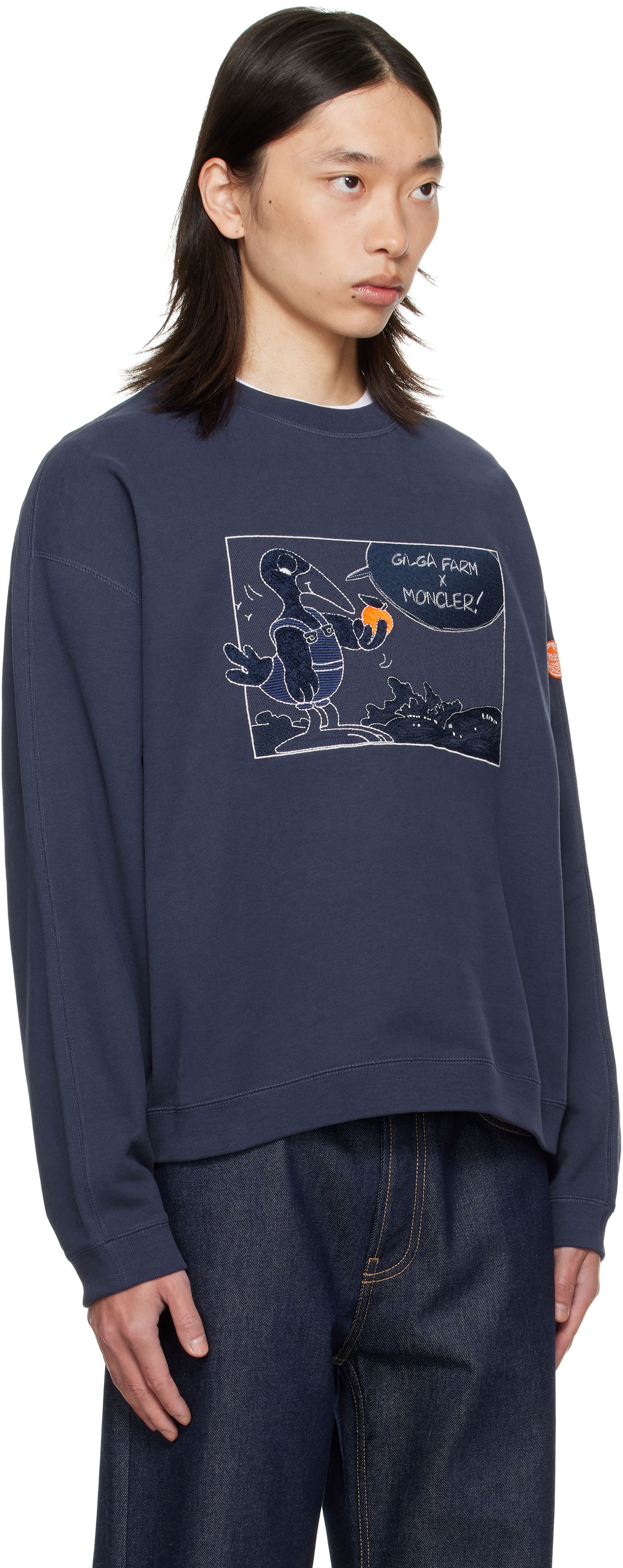 Sweatshirt Moncler Moncler Genius x Gilga Farm Cotton Sweatshirt Mørkeblå | K24028G0000289AUJ, 1
