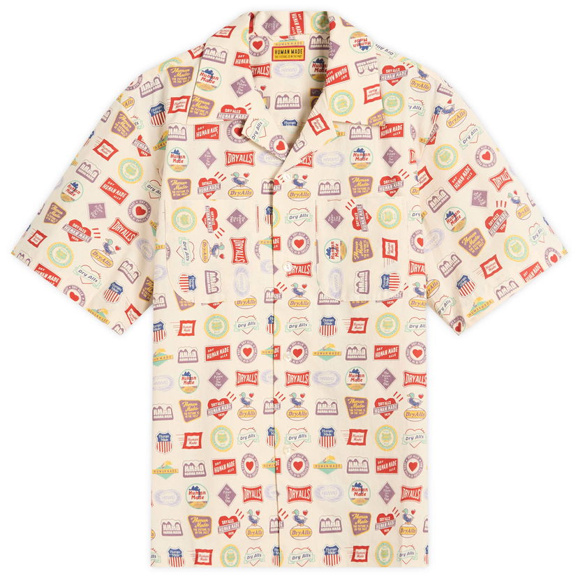 Skjorte Human Made Souvenir Vacation Shirt, Size Large Beige | HM29SH016-WHT