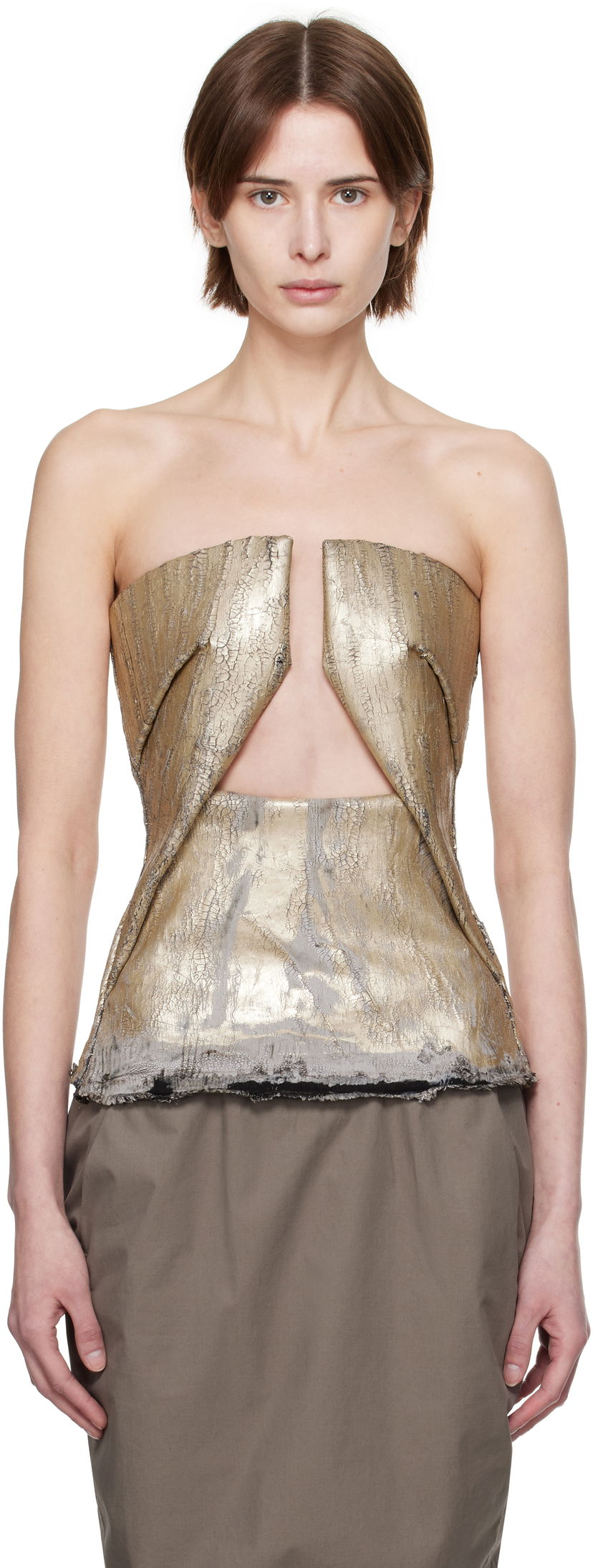 Crop top Rick Owens Rick Owens Hollywood Woven Prong Top Metalisk | RP01E7130 SGMC