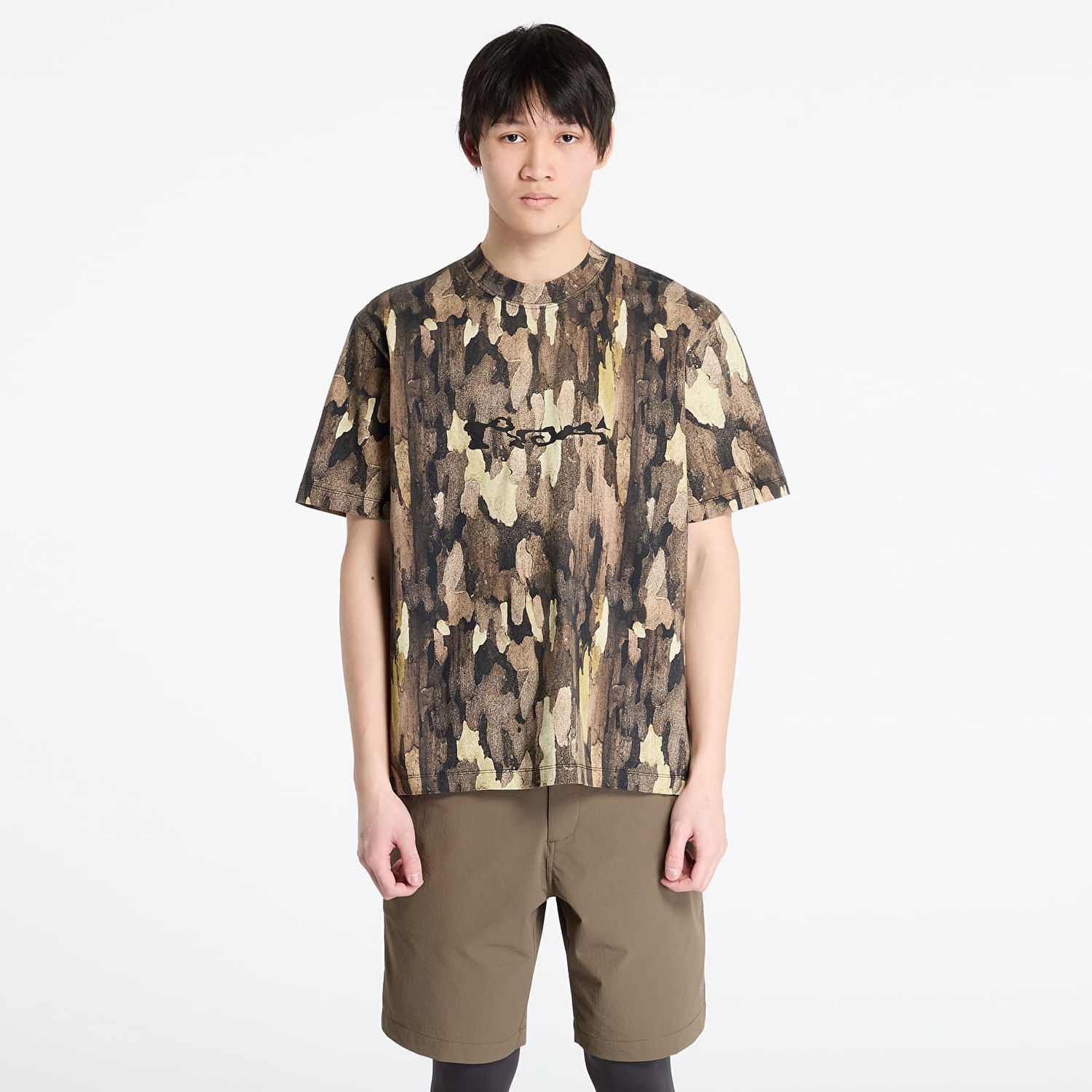 T-shirt ROA ROA Bark Camouflage T-Shirt Brun | RBMW0440JY43 GRN0027, 0