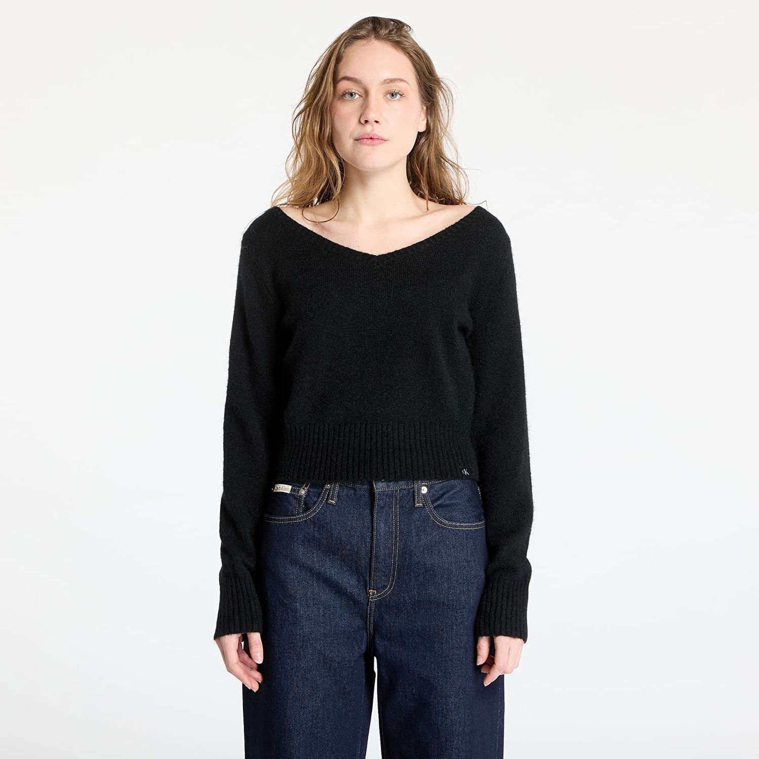 Sweater CALVIN KLEIN Calvin Klein Jeans Fluffy Yarn V-Neck Sweater Sort | J20J224801 BEH, 0