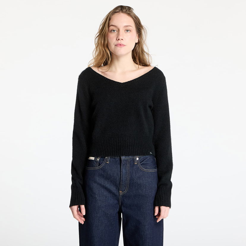 Sweater CALVIN KLEIN Calvin Klein Jeans Fluffy Yarn V-Neck Sweater Sort | J20J224801 BEH
