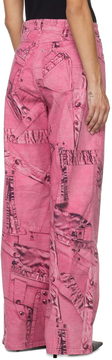 Jeans Blumarine Blumarine Trompe L'œil Print Wide-Leg Jeans Lyserød | P422J128A, 2