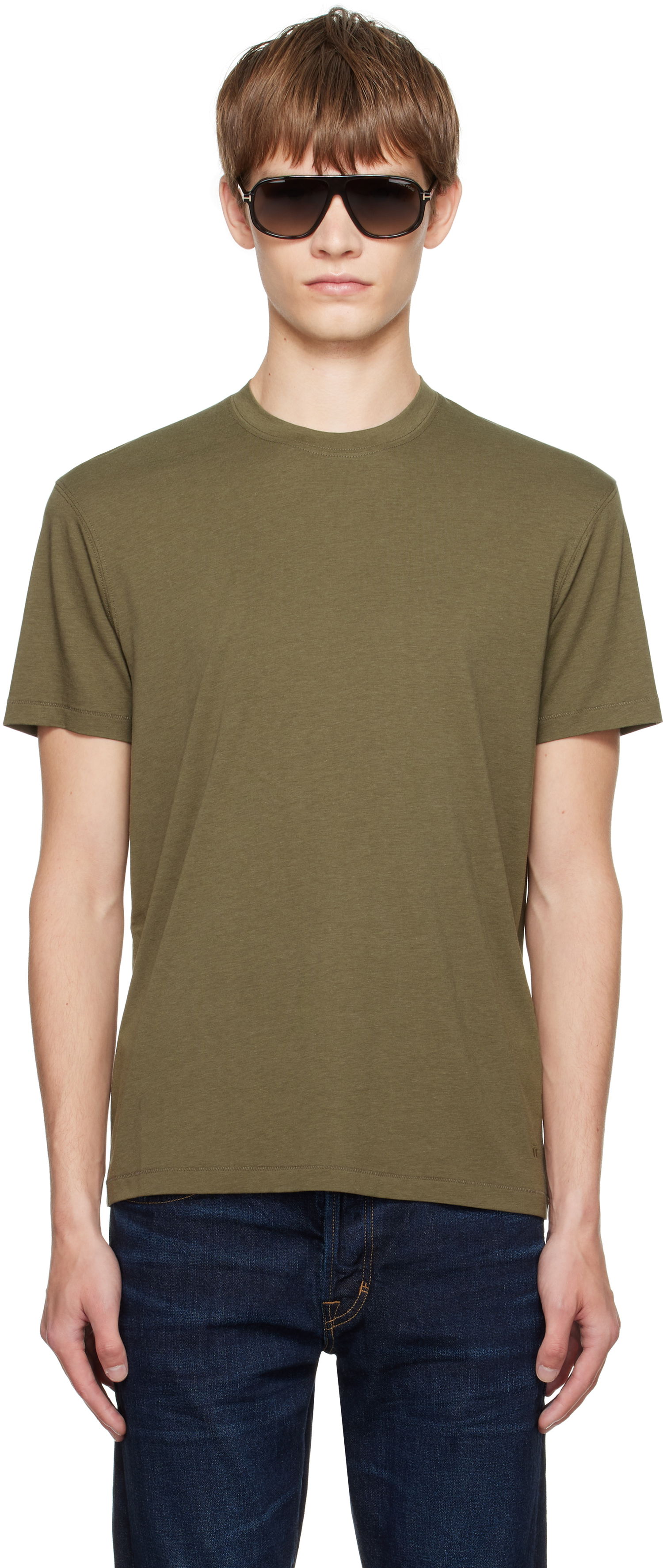 T-shirt Tom Ford TOM FORD Lyocell Cotton Crewneck T-shirt Grøn | JCS004-JMT012, 0