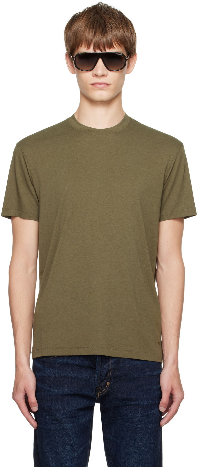 T-shirt Tom Ford TOM FORD Lyocell Cotton Crewneck T-shirt Grøn | JCS004-JMT012