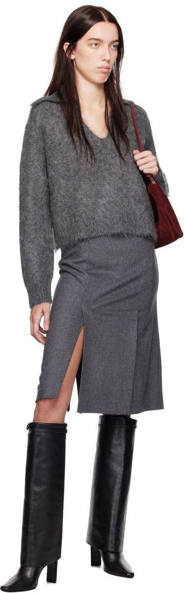 Sweater Loulou de Saison Loulou de Saison Ambrose Cropped Collared Sweater Grå | AMBROSE, 3