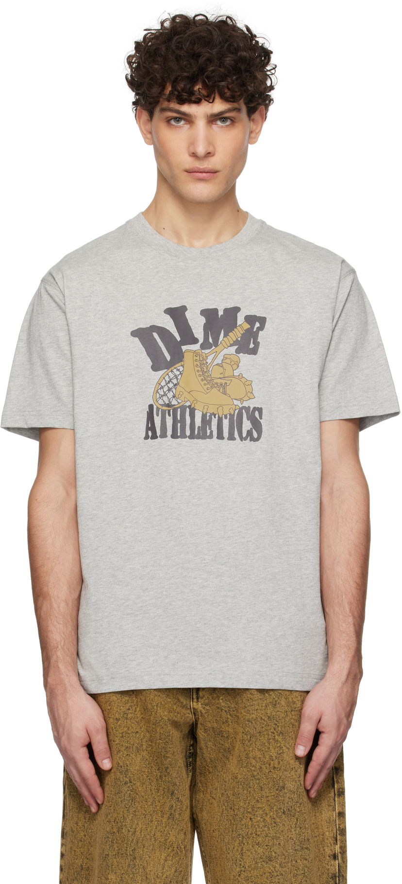 T-shirt Dime 'Athletics' Print T-Shirt Grå | DIMEHO2457GRY