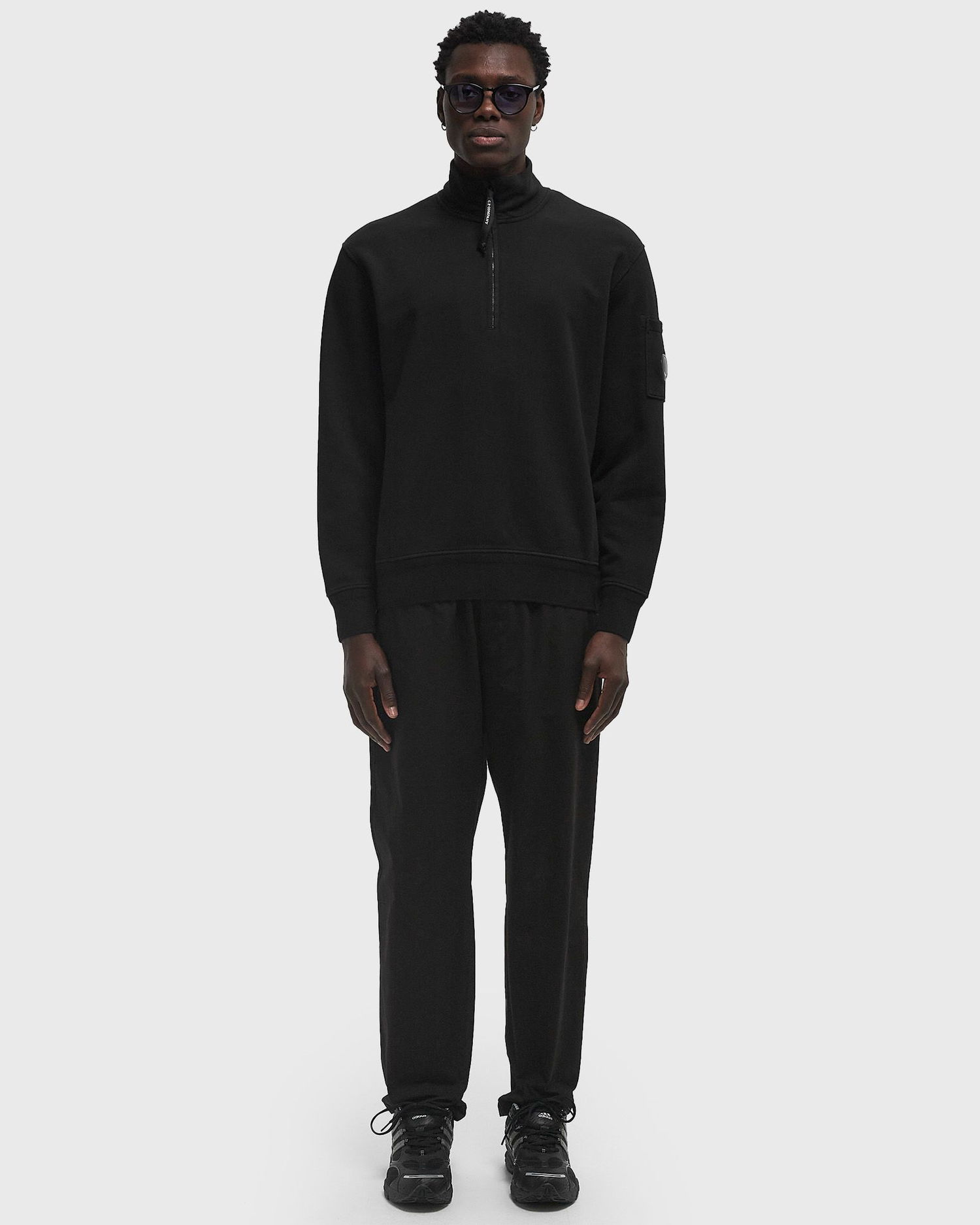 Sweater C.P. Company C.P. Company Cotton Diagonal Fleece Half Zip Sweatshirt Sort | 18CMSS125A110044G-999, 1
