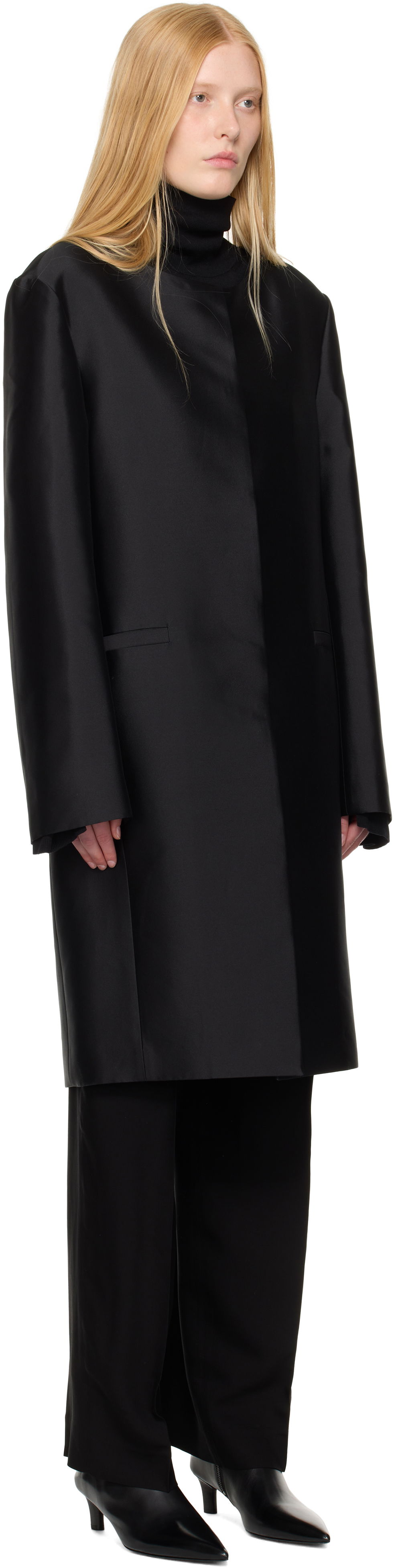 Frakker TOTEME TOTEME Collarless Coat Sort | 253-WRO0213-FB0429, 1