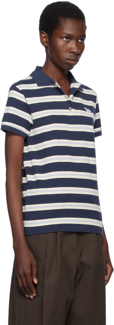 Polo skjorte MAISON KITSUNÉ Kitsuné Baby Fox Patch Stripe Polo Mørkeblå | OW00205KJ7010, 1