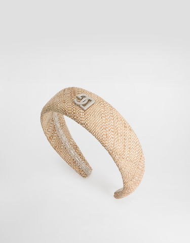 Tilbehør Dolce & Gabbana Dolce & Gabbana Raffia Canvas Headband with Logo Beige | LB3L54G7PFHS9000, 2