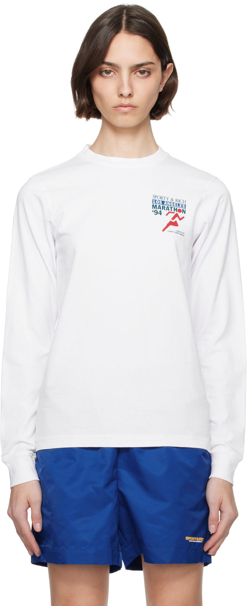 T-shirt Sporty & Rich Sporty & Rich 'LA Marathon' Long Sleeve T-Shirt Hvid | TO059622171WH01