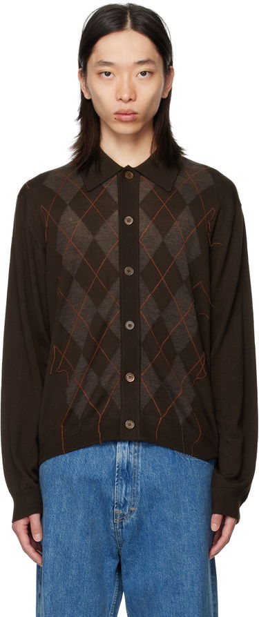Sweater OUR LEGACY Our Legacy Evening Argyle Cardigan Brun | M4253EP, 0