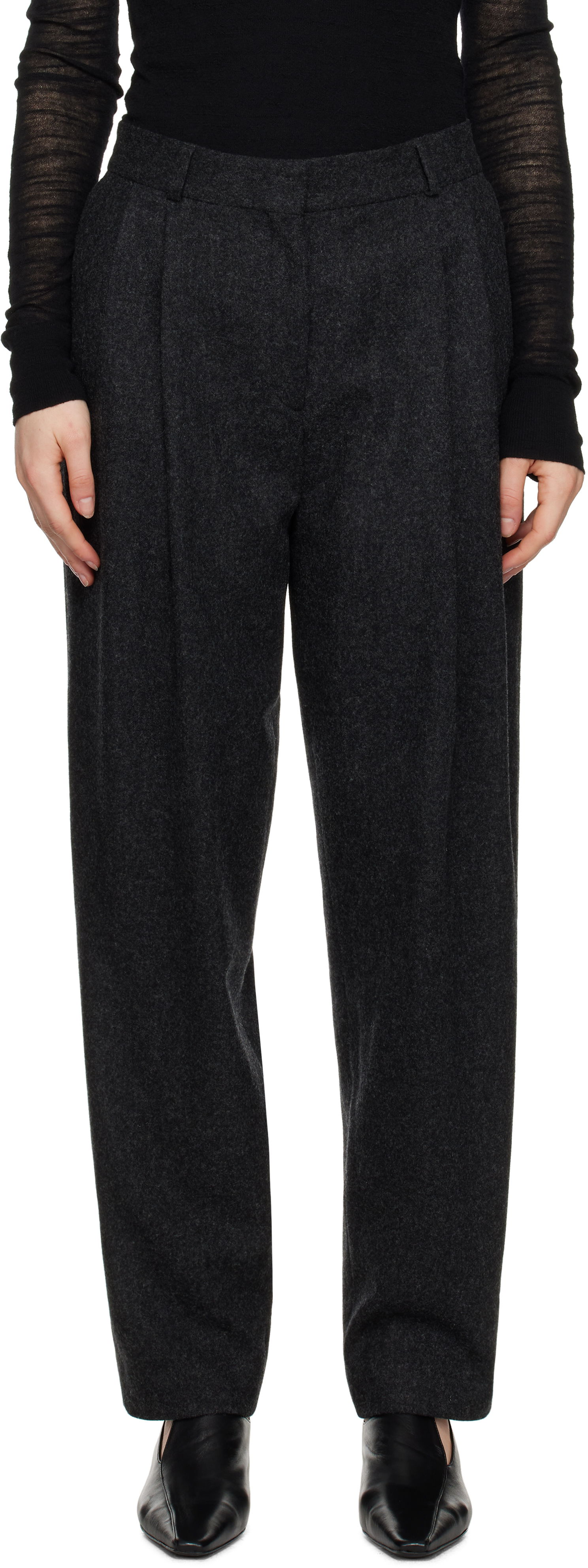 Bukser TOTEME TOTEME Double-Pleated Tailored Trousers Grå | 251-WRB847-FB0024, 0