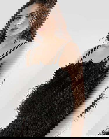 Tanktop Dolce & Gabbana Dolce & Gabbana Feather Embellished Satin Top Sort | F60FIZGDDI5N0000, 3