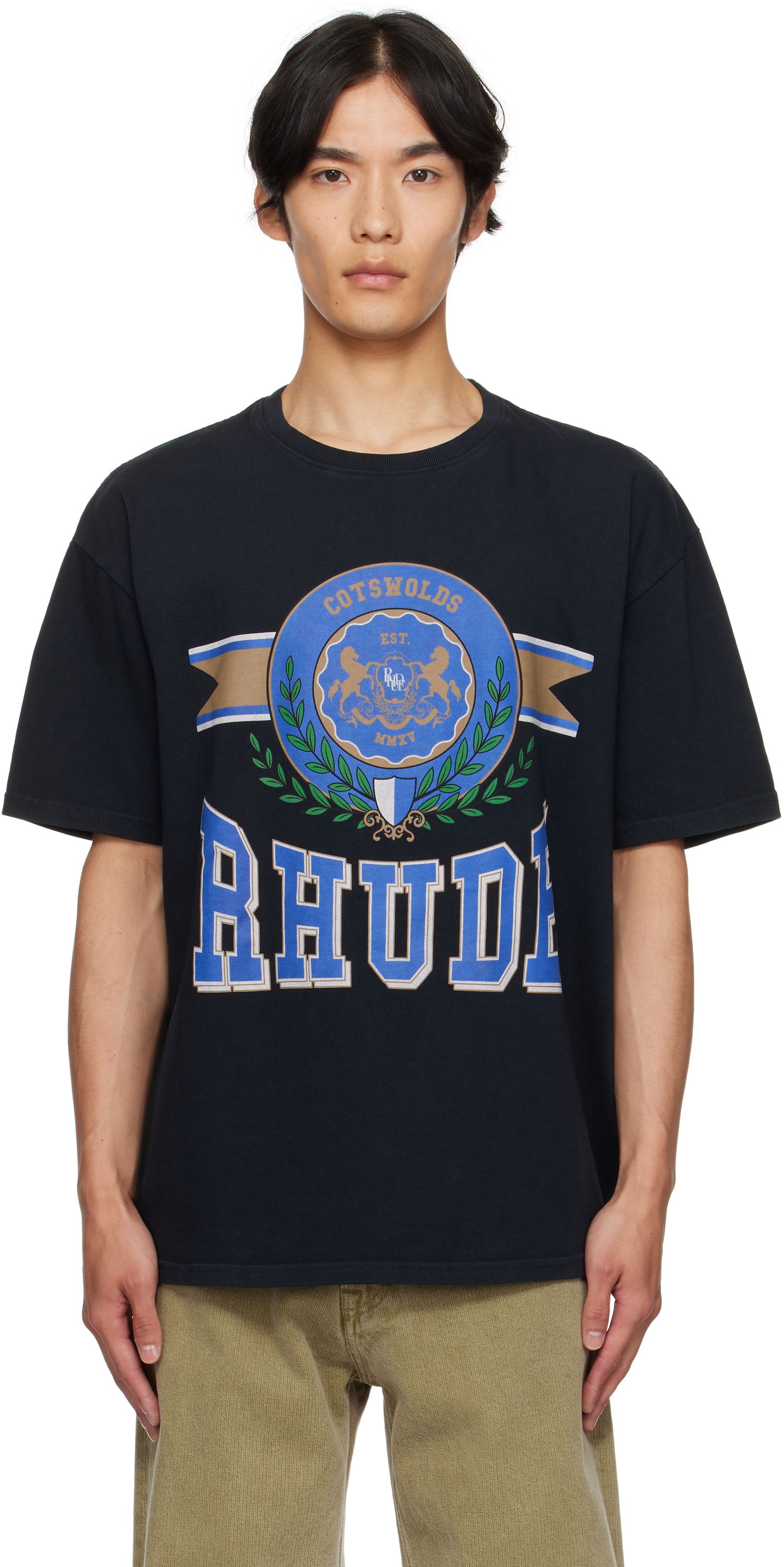 T-shirt Rhude Rhude 'Cotswold' Crest Graphic Tee Sort | RHPF25TT06012, 0