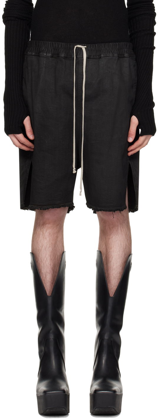 Shorts Rick Owens Rick Owens Waxed Denim Shorts Sort | RR01D3310 SBW