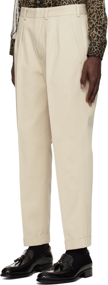 Bukser Tom Ford TOM FORD Double Pleat Gabardine Trousers Beige | SHP004-FMC187S25, 3