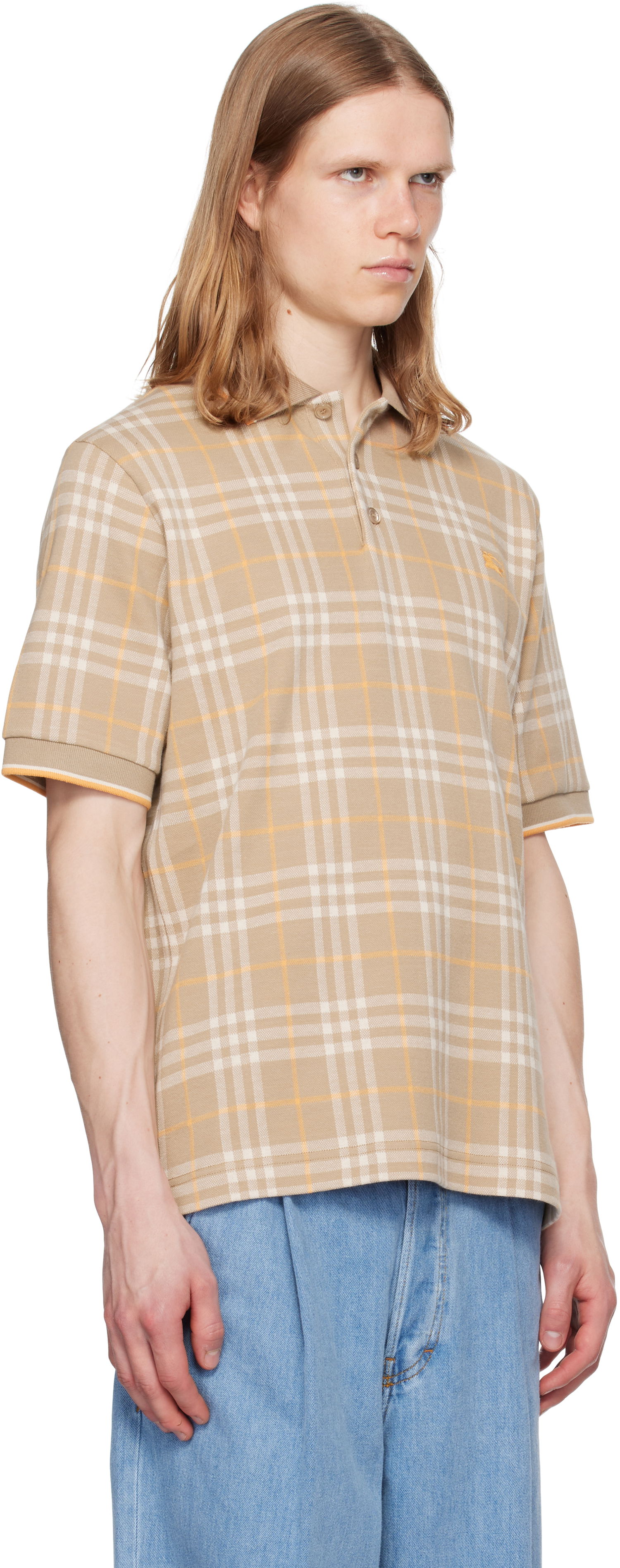 Polo skjorte Burberry Burberry Check Cotton Polo Beige | 8110102, 1
