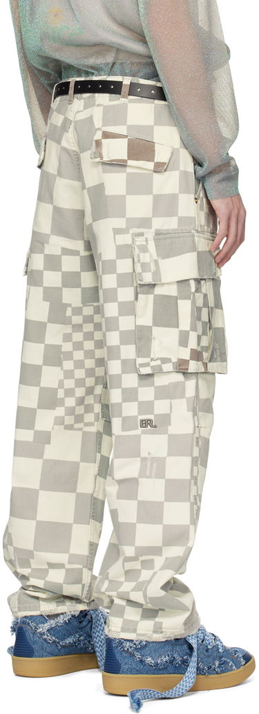 Cargo bukser ERL Checkered Print Relaxed Fit Cargo Pants Hvid | ERL08P005, 2