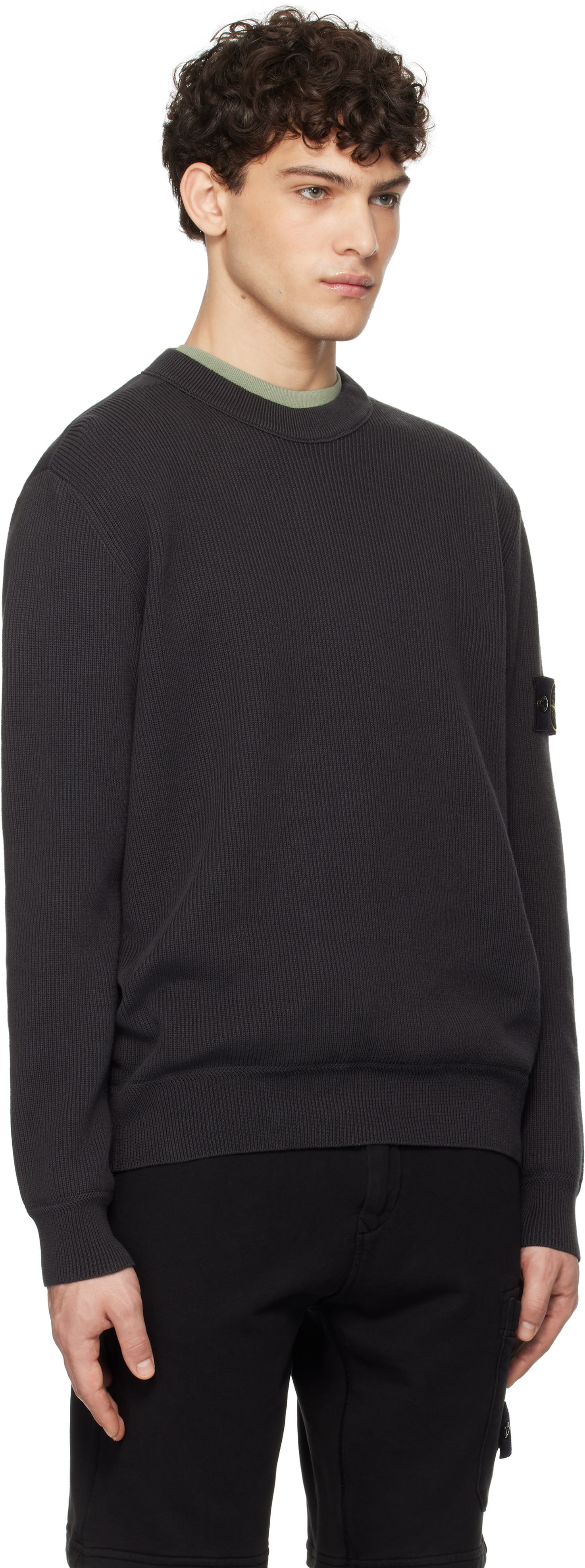 Sweater Stone Island Stone Island Ribbed Organic Cotton Crewneck Sweater Grå | K1S15 5100054 S00D8, 1