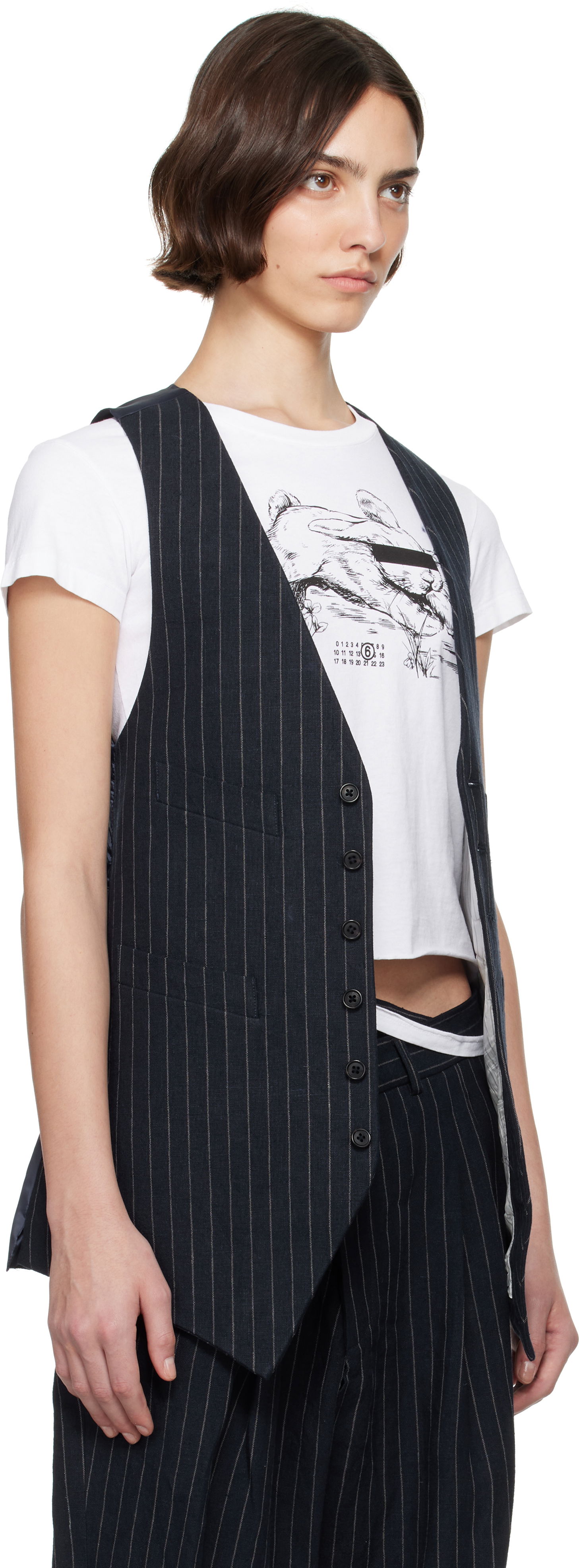 Vest R13 R13 Pinstripe Elongated Vest Mørkeblå | R13WR400-R513A, 1