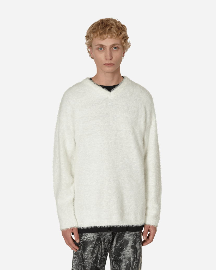 Sweater ERL V-Neck Fuzzy Sweater Hvid | ERL05N010 1