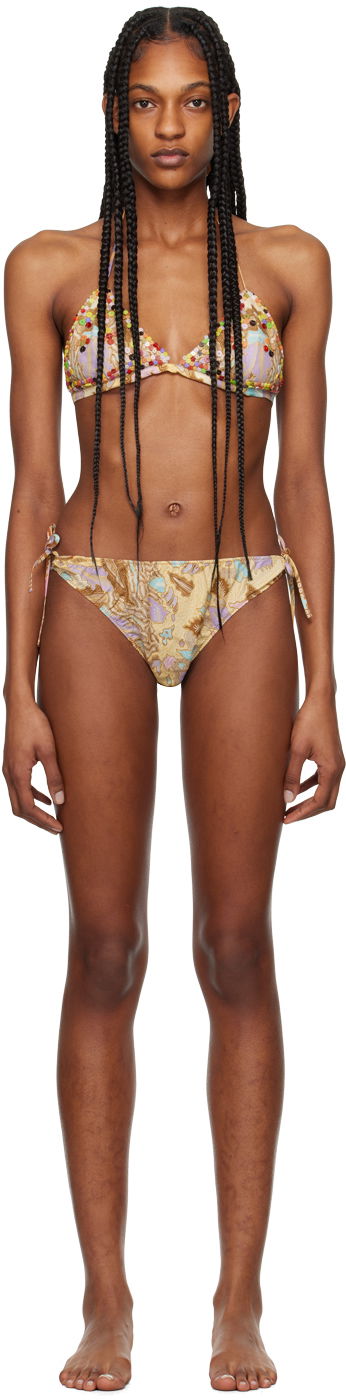 Badetøj Anna Sui Beaded Triangle Bikini Set Beige | 324A60, 0