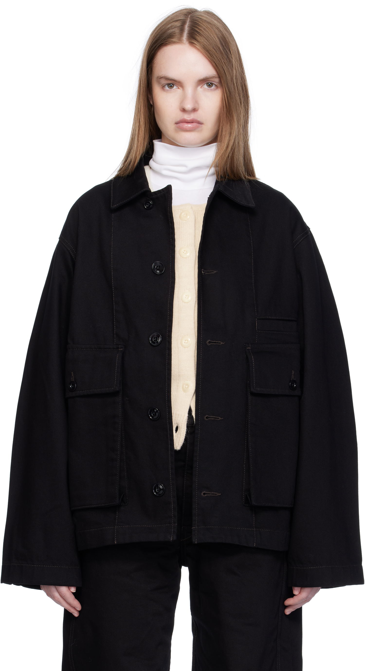 Jakke LEMAIRE Lemaire Boxy Denim Jacket Sort | OW1198 LD1055, 0