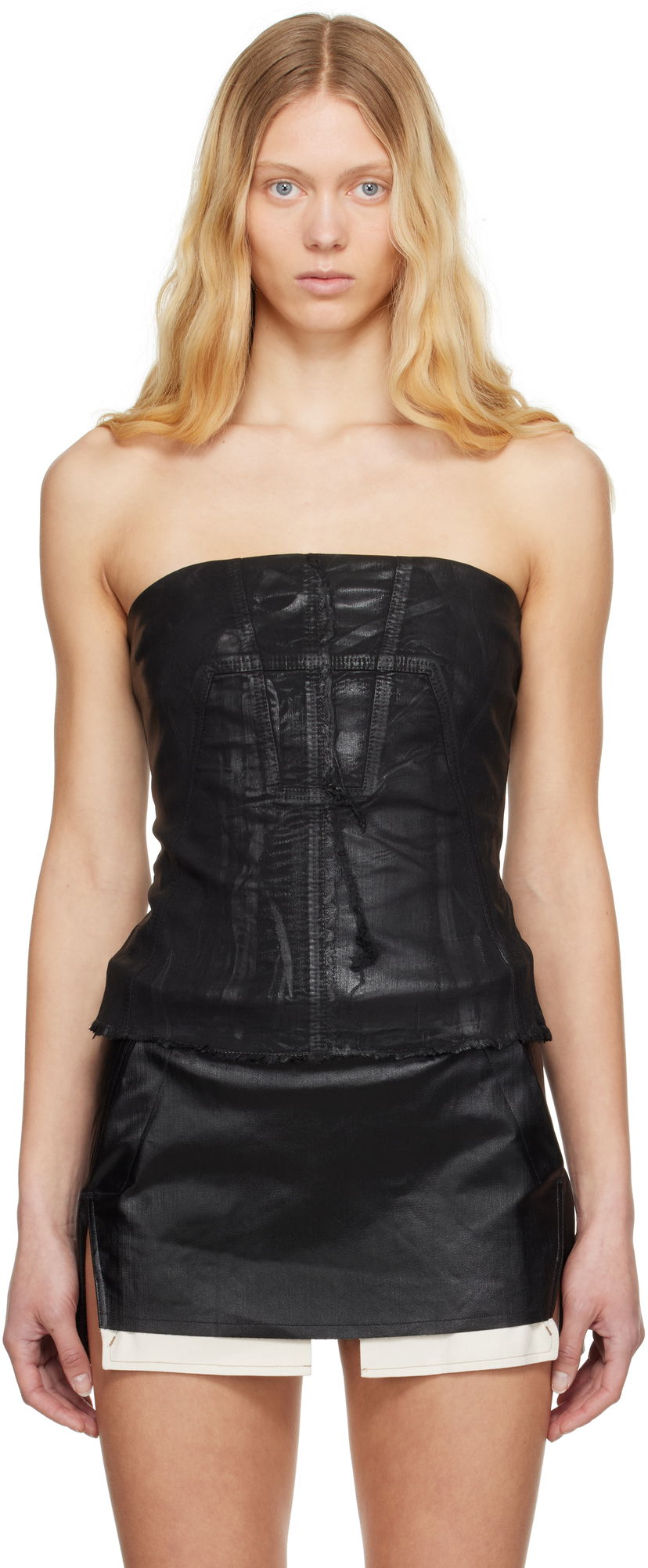 Tanktop Rick Owens Rick Owens DRKSHDW Hollywood Bustier Denim Top Sort | DS01E3127 SCF