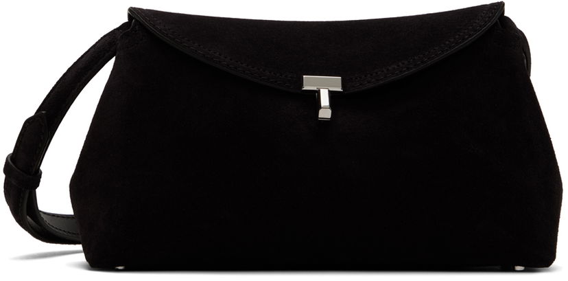 Håndtaske TOTEME TOTEME T-Lock Suede Clutch Sort | 234-WAL944-LE0004