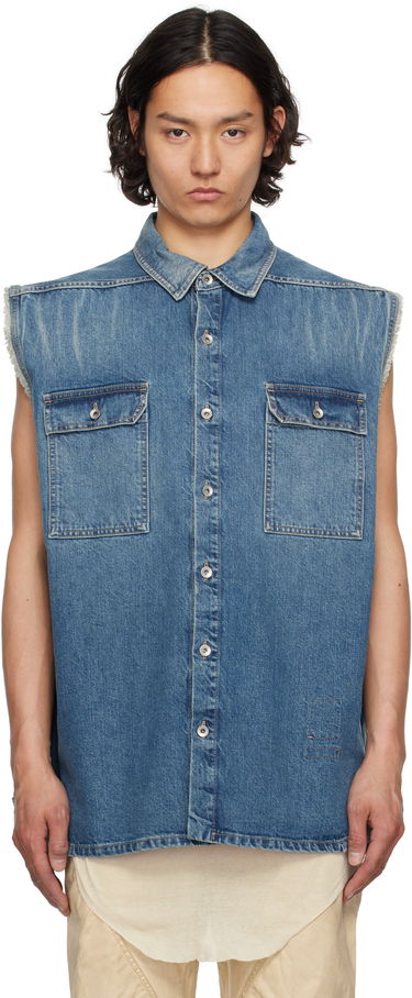 Skjorte Rick Owens Rick Owens DRKSHDW Hollywood Jumbo Denim Sleeveless Overshirt Blå | DU01E3764 DWB, 0