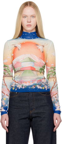 Casablanca Printed Mesh Long Sleeve T-Shirt