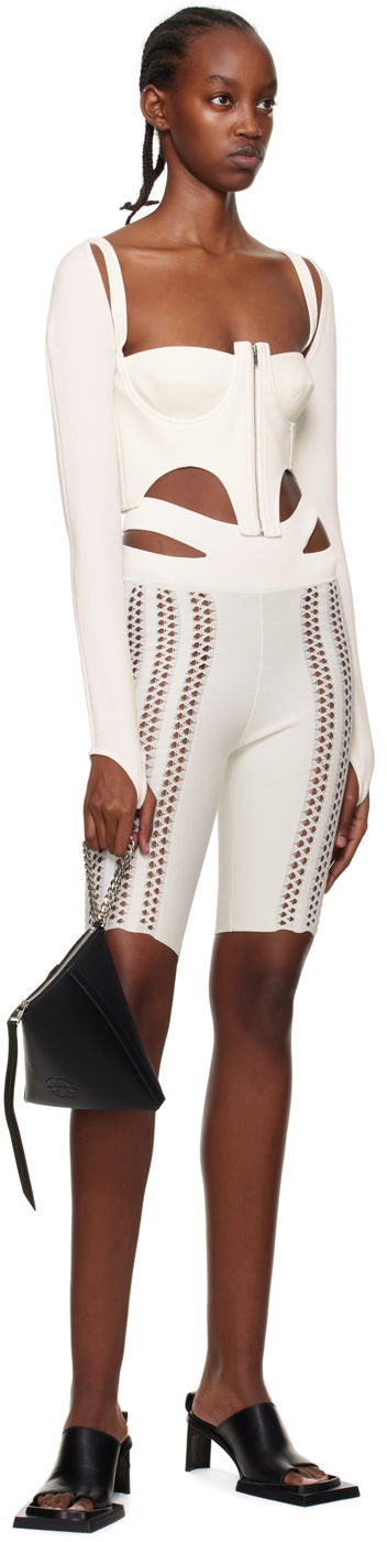 Leggings Dion Lee Column Cutout Knit Shorts Hvid | A7616P22, 3