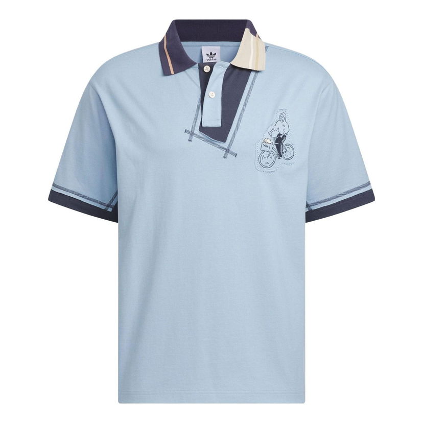 Polo skjorte adidas Originals Originals Asymmetric Polo Shirt Blå | IS0637
