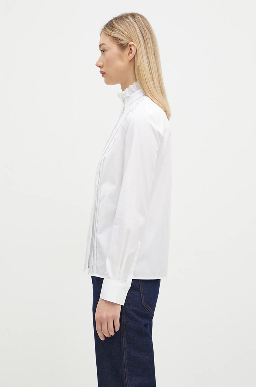 Skjorte MAISON KITSUNÉ Maison Kitsuné Craft Embroidery Stand Collar Shirt Hvid | NW00414WC5010, 1