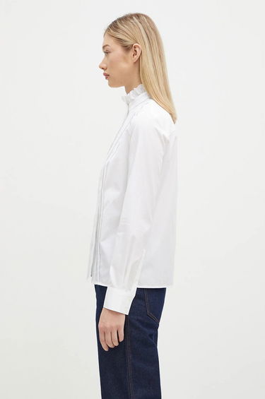 Skjorte MAISON KITSUNÉ Maison Kitsuné Craft Embroidery Stand Collar Shirt Hvid | NW00414WC5010, 1