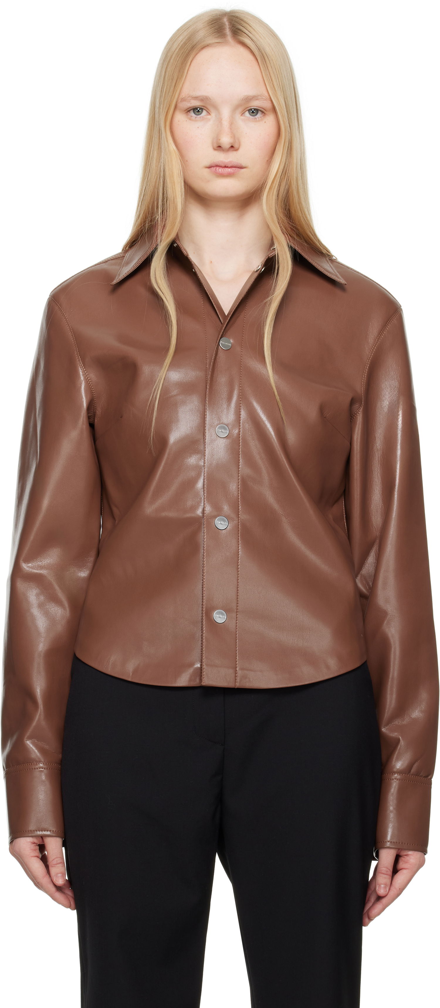 Skjorte Nanushka Nanushka Bogna Vegan Leather Shirt Brun | NW25SSJK21275, 0