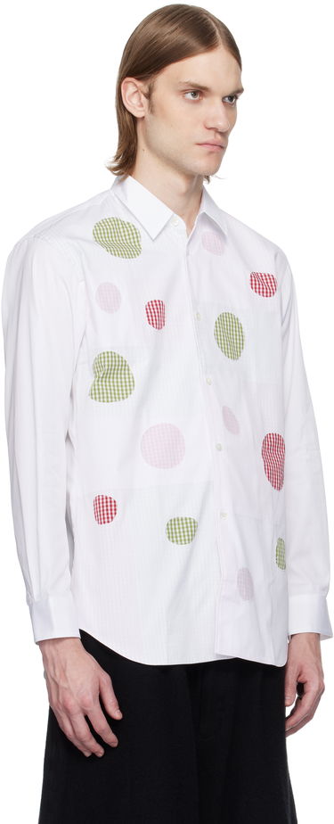 Skjorte Comme des Garçons Comme des Garçons Cotton Poplin Check Appliqué Shirt Hvid | FO-B007-051, 1