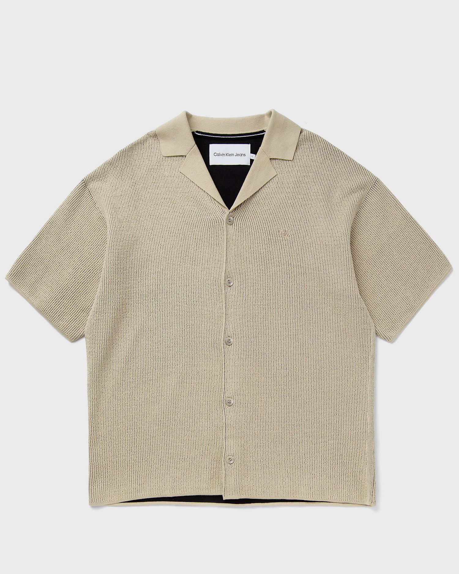 Sweater CALVIN KLEIN SS TEXTURE SWEATER CAMP COLLAR Beige | J30J325675RAE, 0