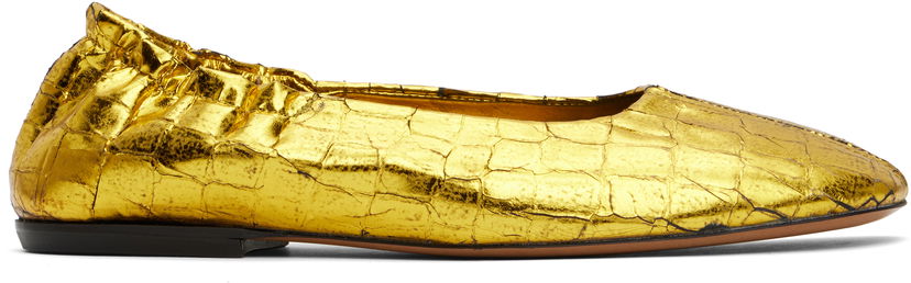 Kjole Dries Van Noten Dries Van Noten Metallic Ballerina Flats Gul | WS251-1376-208