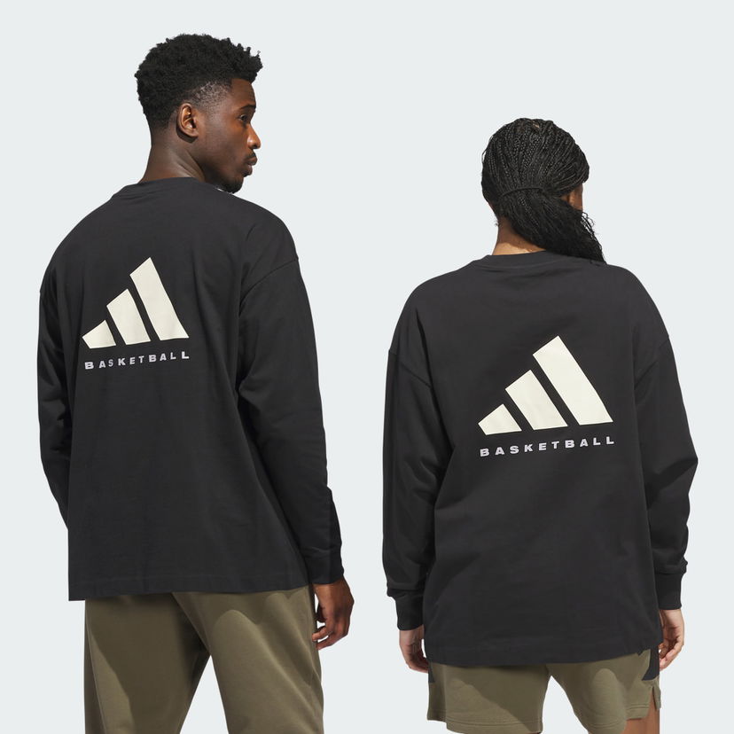T-shirt adidas Performance Basketball Long Sleeve T-Shirt Sort | JX5580