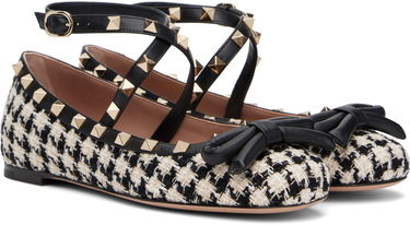 Skopleje Valentino Valentino Garavani Rockstud Tweed Ballerina Flats with Bow Detail Flerfarvet | 6W2S0HB6MTB, 3