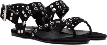Sneakers og sko Alaïa ALAÏA Suede Calfskin Thong Sandals Sort | AA3S134CK177, 3