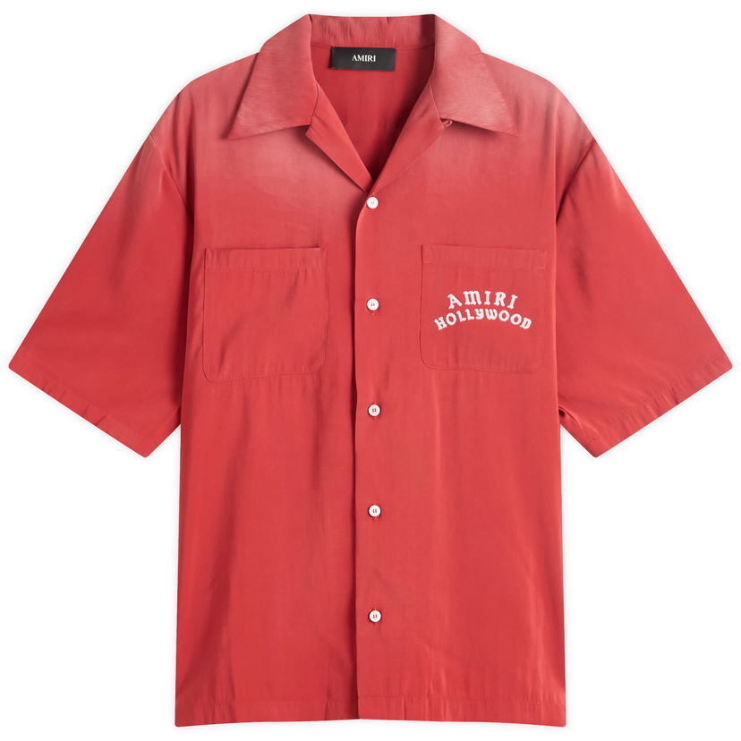 Skjorte AMIRI AMIRI Hollywood Bowling Shirt, Size Large Rød | AMSTCA1154-VarsityRed