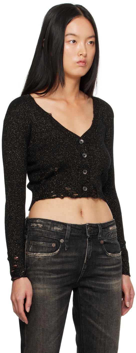 Sweater R13 R13 Distressed Cropped Cardigan Sort | R13WY150-Y103B, 1