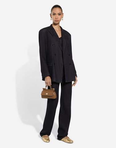 Jakke Dolce & Gabbana Double-breasted Silk And Cotton Denim Jacket Blå | F2941DG8LW8S9001, 1