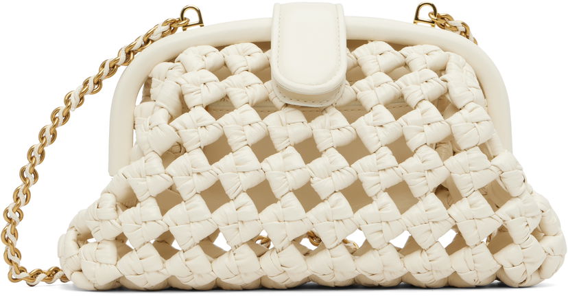 Håndtaske Bottega Veneta Bottega Veneta Small Lauren Woven Leather Bag Hvid | 832888 V5N30